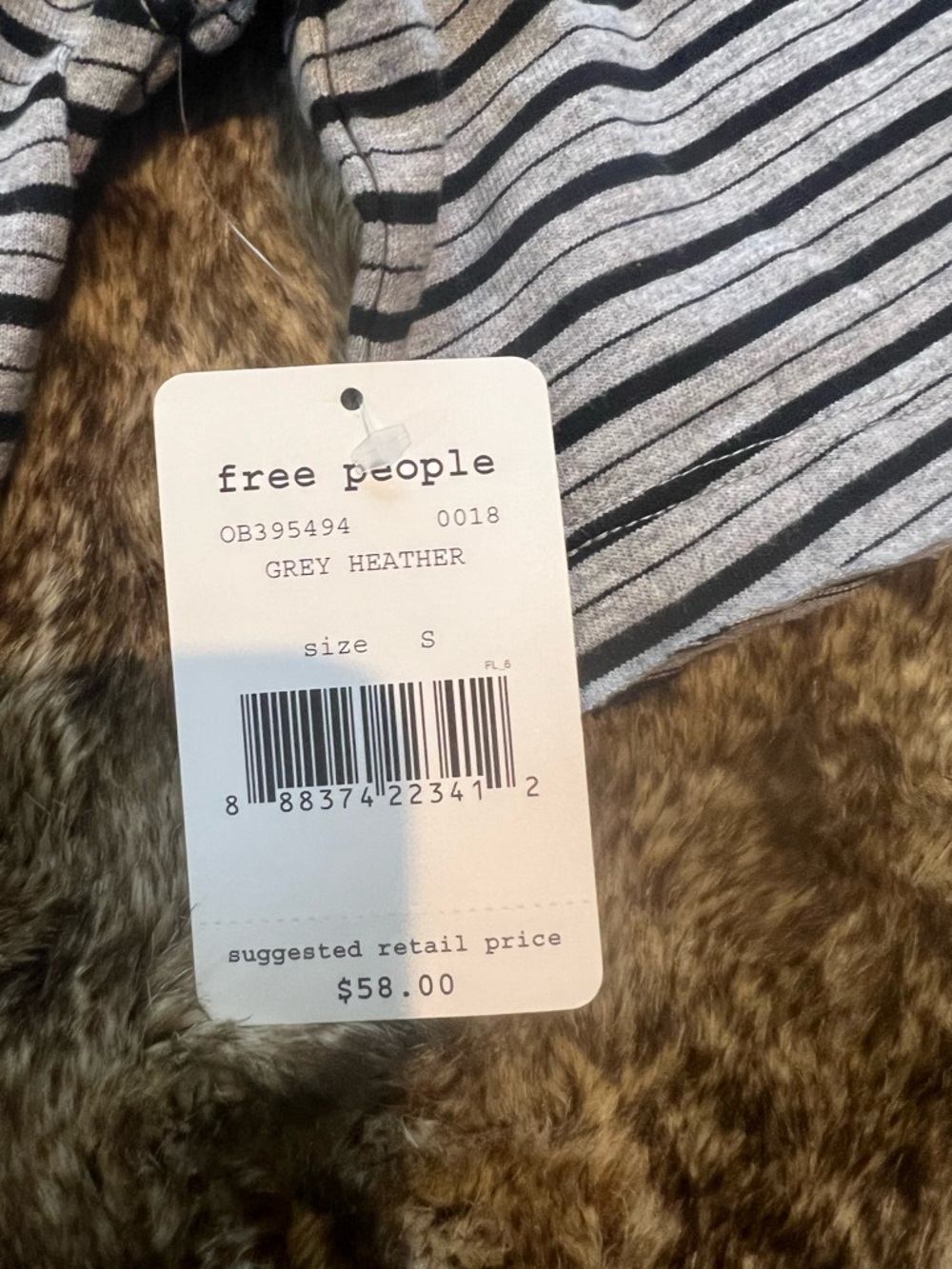 Free People Gray and Black Striped Off-Shoulder Crop Top - Picture 4 of 5